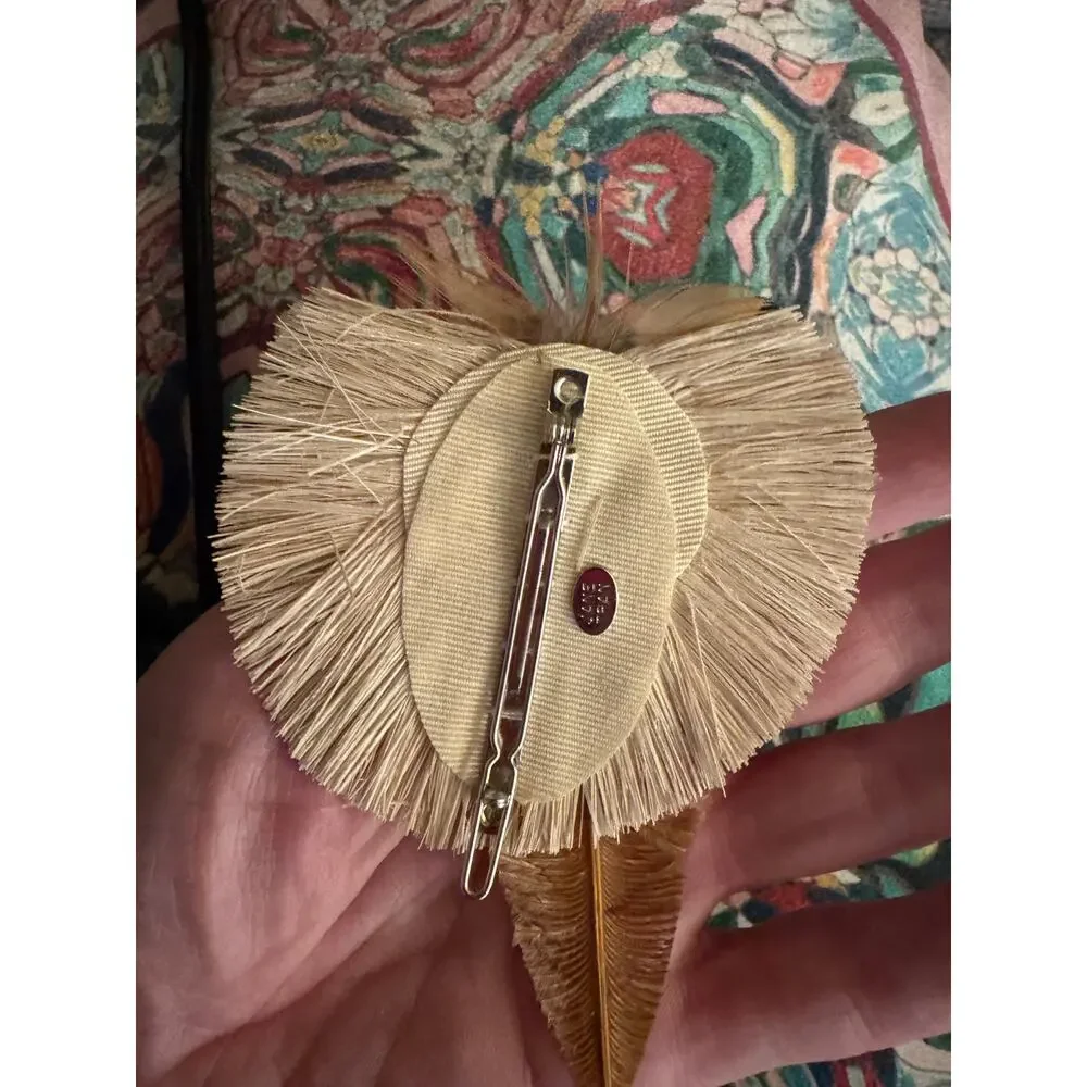 Jane Tran 2010 Feather Crystal Statement Hair Barrette Clip Rare